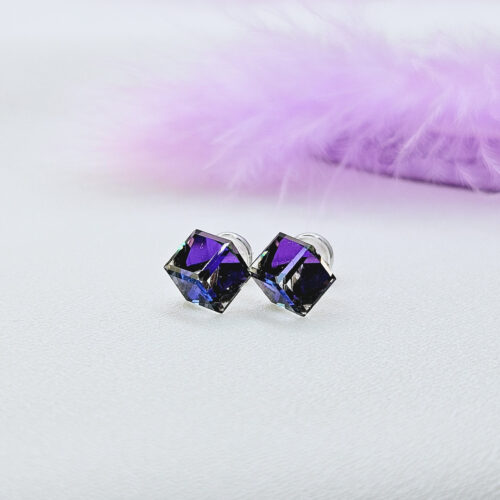 Boucles d'oreilles <br> "CUBE Violet bleu"