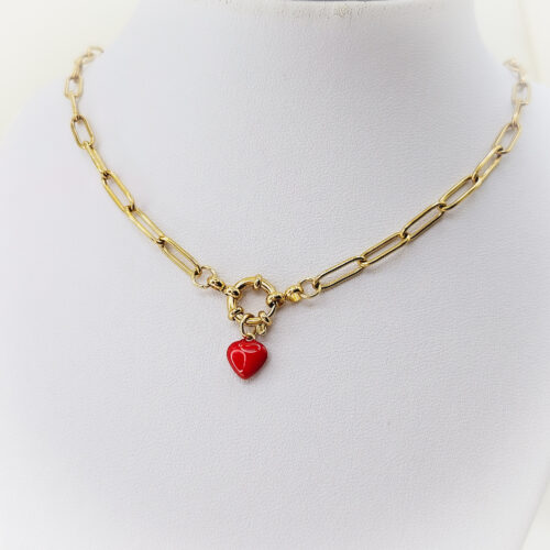 Collier "Cœur rouge "
