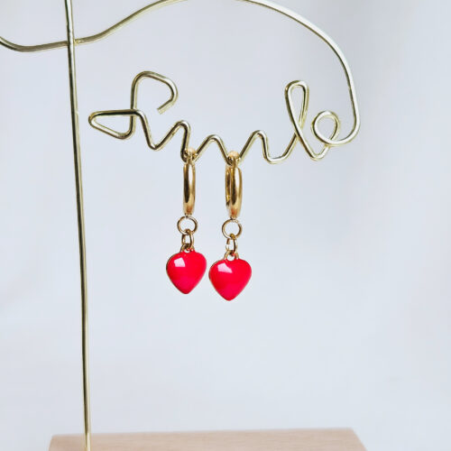 Boucles d'oreilles "Cœur " - rouge