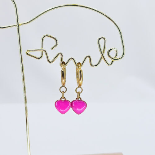 Boucles d'oreilles "Cœur " - rose