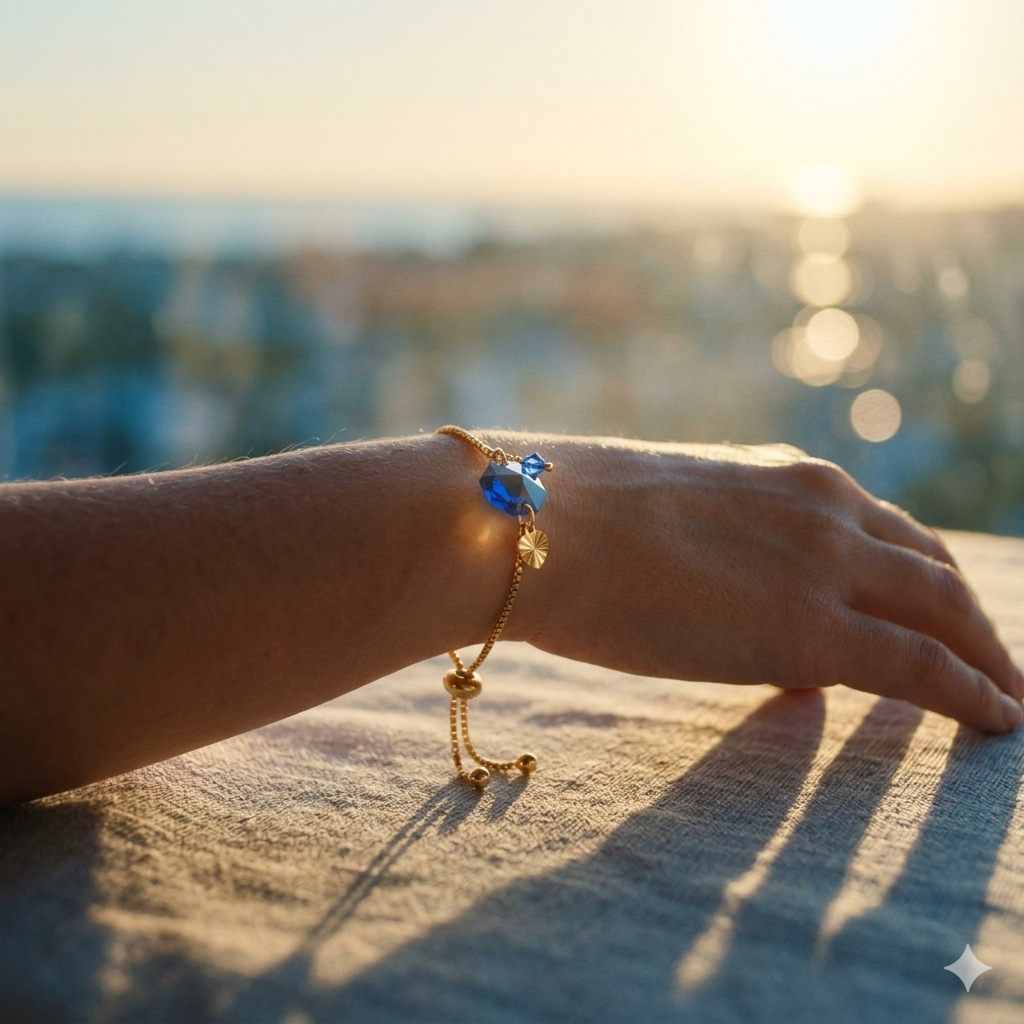 Bracelet ajustable "Cristal bleu " – Image 5