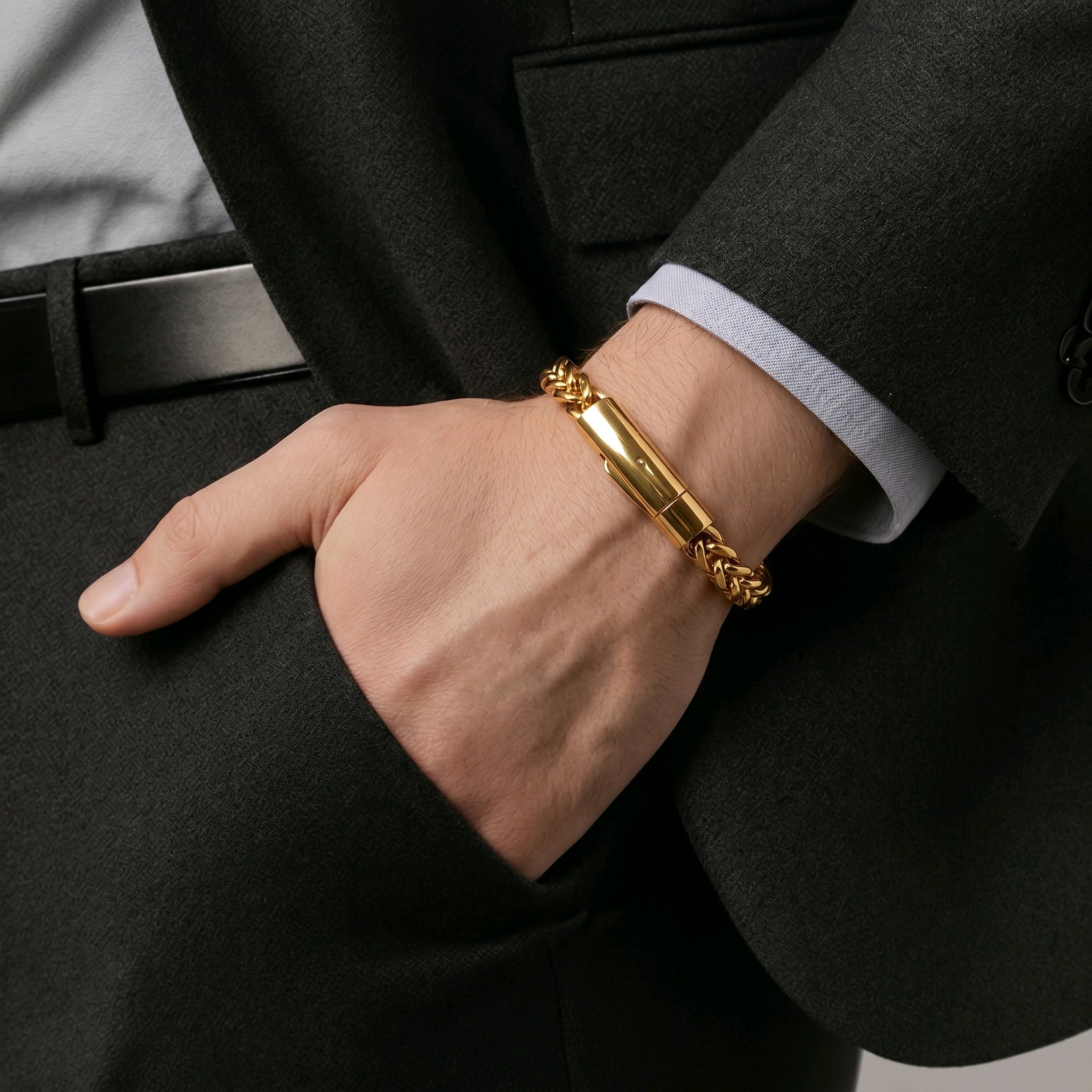 Bracelet "Gold Link"-Maille Franco & Fermoir Baïonnette – Image 4