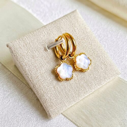 Boucles d'Oreilles "Lumina" – Fleur en Nacre Sauvage