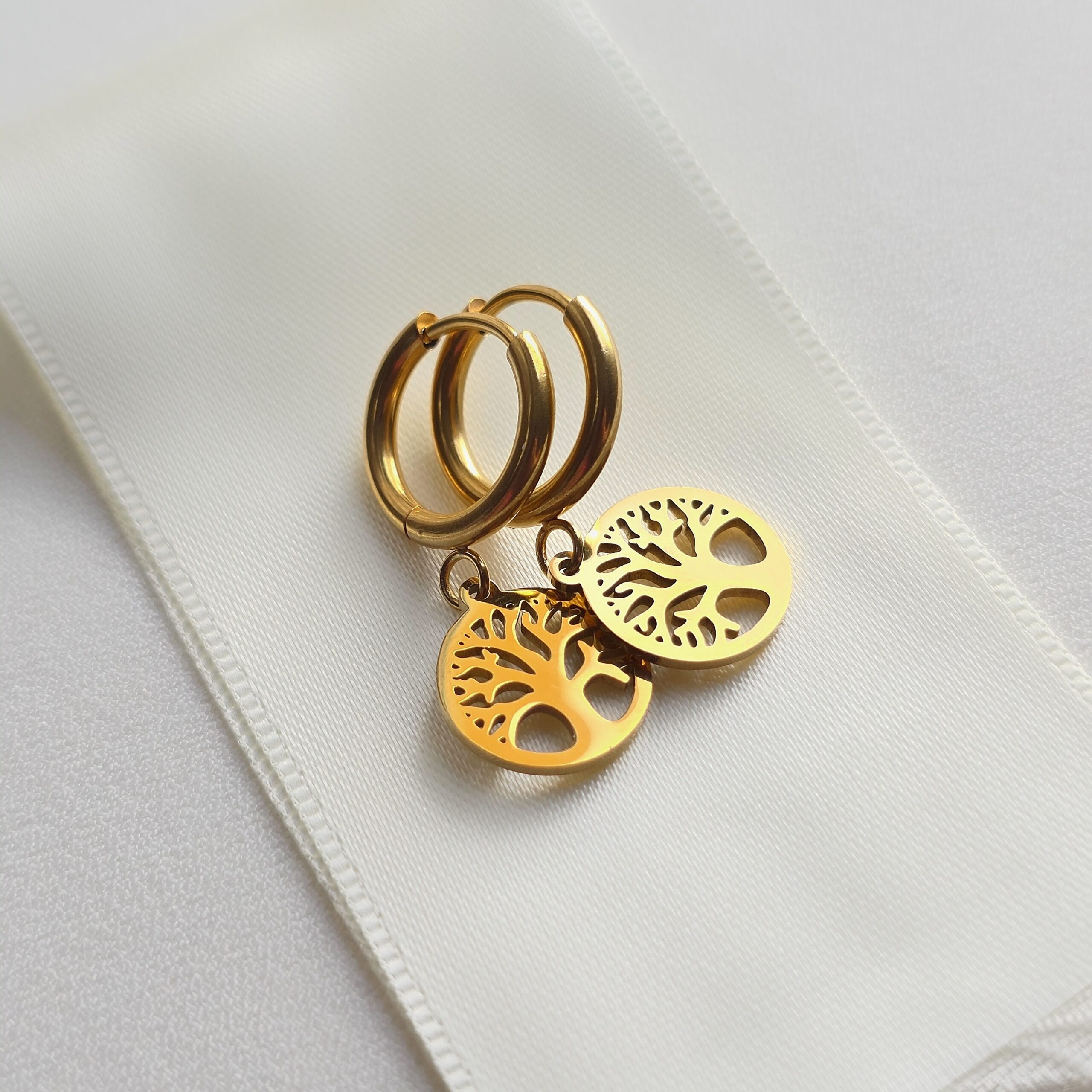Boucles d'Oreilles Créoles "Arbre de Vie-Coralie" – Image 3