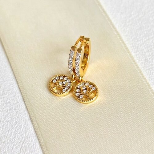 Boucles d'Oreilles "Arbre de Vie & Cristaux-CAROLE"