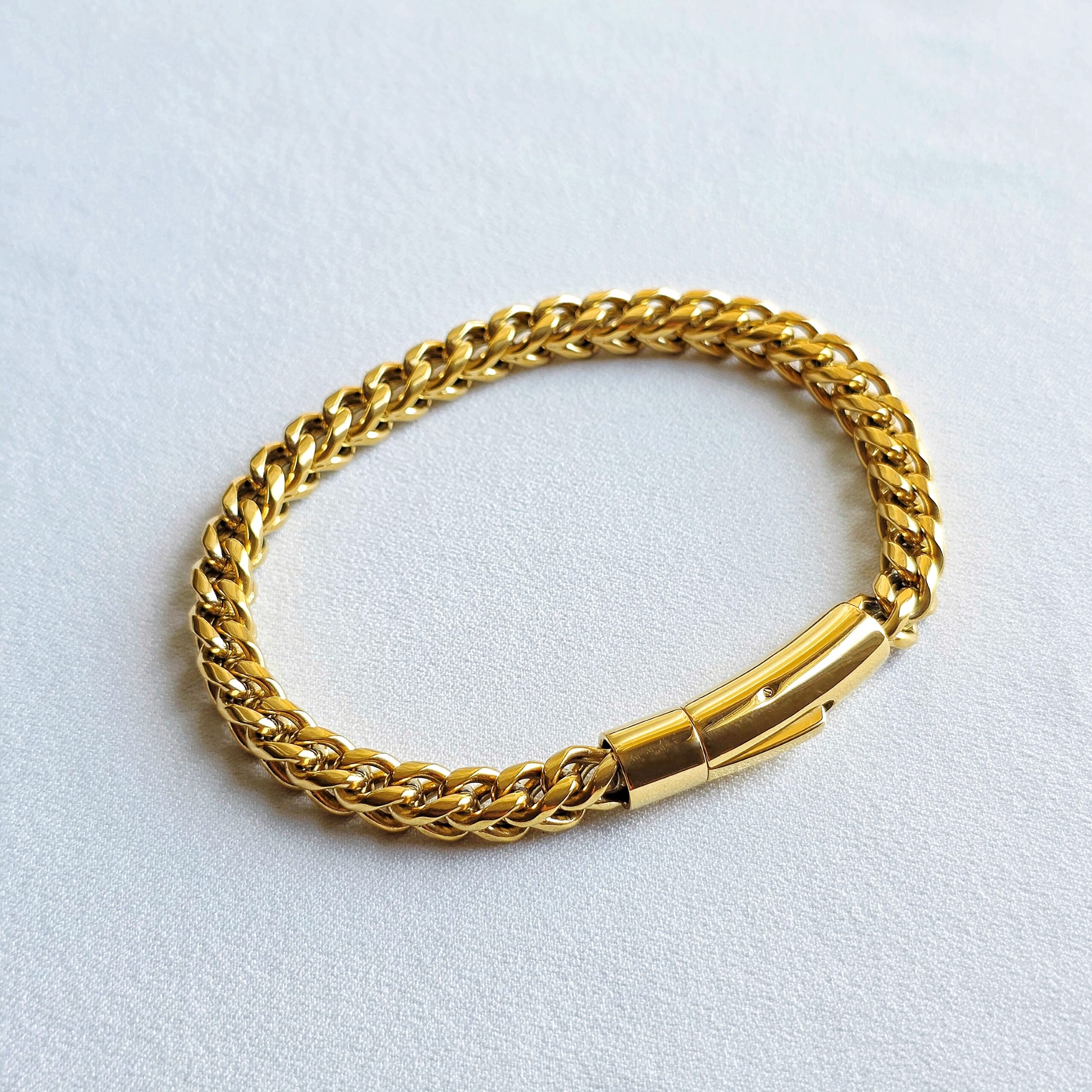 Bracelet "Gold Link"-Maille Franco & Fermoir Baïonnette